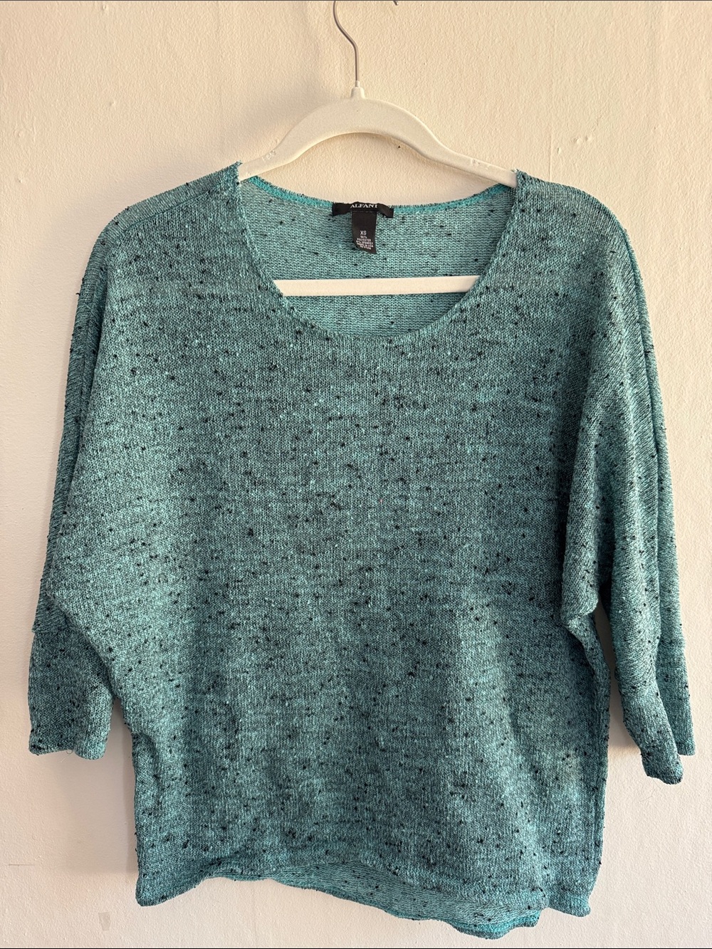 Alfani Teal Speckled Scoop Neck